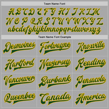 Load image into Gallery viewer, Custom Gray Green-Gold Bomber Full-Snap Varsity Letterman Jacket