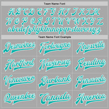 Загрузить изображение в средство просмотра галереи, Custom Gray Aqua-White Bomber Full-Snap Varsity Letterman Jacket