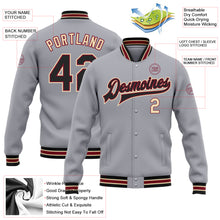 Load image into Gallery viewer, Custom Gray Black Crimson-City Cream Bomber Full-Snap Varsity Letterman Jacket