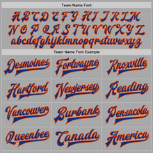 Загрузить изображение в средство просмотра галереи, Custom Gray Royal-Orange Bomber Full-Snap Varsity Letterman Jacket