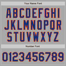 Загрузить изображение в средство просмотра галереи, Custom Gray Royal-Orange Bomber Full-Snap Varsity Letterman Jacket