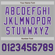 Load image into Gallery viewer, Custom Gray Purple-Black Bomber Full-Snap Varsity Letterman Jacket