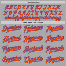 Load image into Gallery viewer, Custom Gray Purple-Orange Bomber Full-Snap Varsity Letterman Jacket