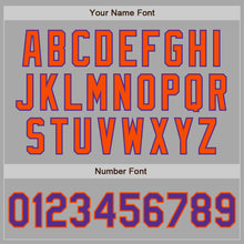 Load image into Gallery viewer, Custom Gray Purple-Orange Bomber Full-Snap Varsity Letterman Jacket