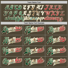 Load image into Gallery viewer, Custom Olive Vintage Mexican Flag Cream-Black Bomber Full-Snap Varsity Letterman Salute To Service Jacket