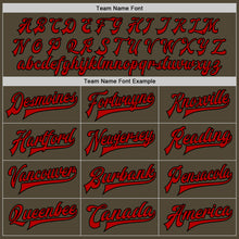 Load image into Gallery viewer, Custom Olive Red-Black Bomber Full-Snap Varsity Letterman Salute To Service Jacket