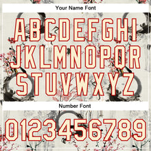 Laden Sie das Bild in den Galerie-Viewer, Custom Cream Red Heron And Flower 3D Pattern Design Bomber Full-Snap Varsity Letterman Jacket