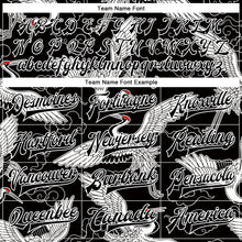 Laden Sie das Bild in den Galerie-Viewer, Custom Black White Heron And Cloud 3D Pattern Design Bomber Full-Snap Varsity Letterman Jacket