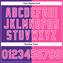 Laden Sie das Bild in den Galerie-Viewer, Custom Purple Pink-White Eagle 3D Pattern Design Bomber Full-Snap Varsity Letterman Jacket