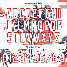 Charger l'image dans la galerie, Custom White Red Flamingo And Tropical Hawaii Palm Tree 3D Bomber Full-Snap Varsity Letterman Jacket