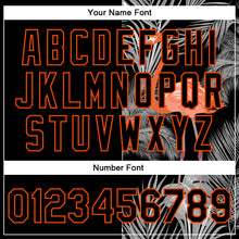 Загрузить изображение в средство просмотра галереи, Custom Black Orange-Gray Flamingo And Tropical Hawaii Palm Plants 3D Bomber Full-Snap Varsity Letterman Jacket