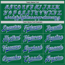 Загрузить изображение в средство просмотра галереи, Custom Kelly Green Royal-White Bomber Full-Snap Varsity Letterman Jacket