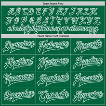 Load image into Gallery viewer, Custom Kelly Green White Bomber Full-Snap Varsity Letterman Jacket