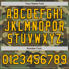 Load image into Gallery viewer, Custom Camo Gold-Black Bomber Full-Snap Varsity Letterman Salute To Service Jacket