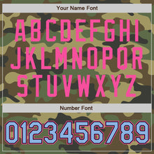 Charger l'image dans la galerie, Custom Camo Light Blue Black-Pink Bomber Full-Snap Varsity Letterman Salute To Service Jacket