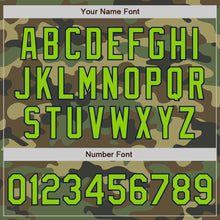 Load image into Gallery viewer, Custom Camo Neon Green-Navy Bomber Full-Snap Varsity Letterman Salute To Service Jacket