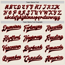 Загрузить изображение в средство просмотра галереи, Custom Cream Black-Red Bomber Full-Snap Varsity Letterman Jacket