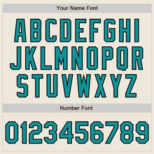 Load image into Gallery viewer, Custom Cream Teal-Black Bomber Full-Snap Varsity Letterman Jacket