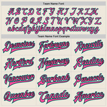 Load image into Gallery viewer, Custom Cream Aqua Black-Pink Bomber Full-Snap Varsity Letterman Jacket