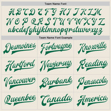 Load image into Gallery viewer, Custom Cream Kelly Green-White Bomber Full-Snap Varsity Letterman Jacket