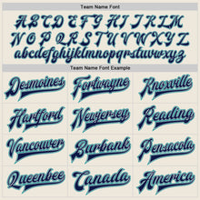 Load image into Gallery viewer, Custom Cream Teal Gray-Navy Bomber Full-Snap Varsity Letterman Jacket