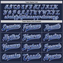 Load image into Gallery viewer, Custom Navy Royal-White Bomber Full-Snap Varsity Letterman Jacket
