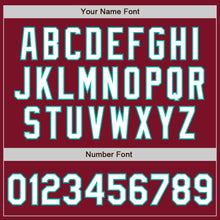 Load image into Gallery viewer, Custom Crimson White-Aqua Bomber Full-Snap Varsity Letterman Jacket