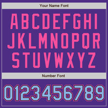 Load image into Gallery viewer, Custom Purple Light Blue Black-Pink Bomber Full-Snap Varsity Letterman Jacket