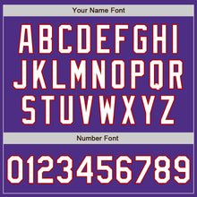 Charger l'image dans la galerie, Custom Purple White-Red Bomber Full-Snap Varsity Letterman Jacket