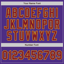 Load image into Gallery viewer, Custom Purple Crimson-Gold Bomber Full-Snap Varsity Letterman Jacket