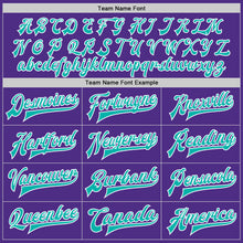 Load image into Gallery viewer, Custom Purple Aqua-White Bomber Full-Snap Varsity Letterman Jacket