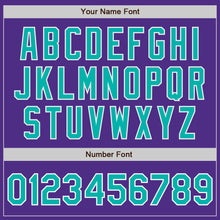 Load image into Gallery viewer, Custom Purple Aqua-White Bomber Full-Snap Varsity Letterman Jacket