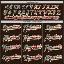 Загрузить изображение в средство просмотра галереи, Custom Brown Vintage USA Flag Cream-Maroon Bomber Full-Snap Varsity Letterman Jacket