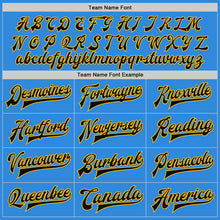 Load image into Gallery viewer, Custom Powder Blue Black-Gold Bomber Full-Snap Varsity Letterman Jacket