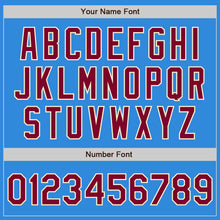 Load image into Gallery viewer, Custom Powder Blue Maroon-Cream Bomber Full-Snap Varsity Letterman Jacket