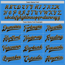 Load image into Gallery viewer, Custom Powder Blue Black-Old Gold Bomber Full-Snap Varsity Letterman Jacket