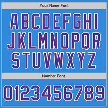 Load image into Gallery viewer, Custom Powder Blue Purple-White Bomber Full-Snap Varsity Letterman Jacket