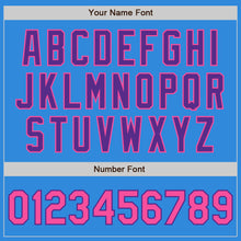 Load image into Gallery viewer, Custom Powder Blue Pink Purple-Black Bomber Full-Snap Varsity Letterman Jacket