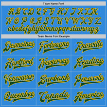 Load image into Gallery viewer, Custom Powder Blue Green-Gold Bomber Full-Snap Varsity Letterman Jacket