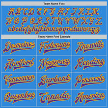 Load image into Gallery viewer, Custom Powder Blue Purple-Gold Bomber Full-Snap Varsity Letterman Jacket