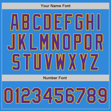 Load image into Gallery viewer, Custom Powder Blue Purple-Gold Bomber Full-Snap Varsity Letterman Jacket