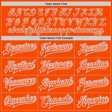 Laden Sie das Bild in den Galerie-Viewer, Custom Orange White-Gray Bomber Full-Snap Varsity Letterman Jacket
