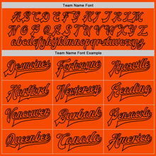 Laden Sie das Bild in den Galerie-Viewer, Custom Orange Black Bomber Full-Snap Varsity Letterman Jacket