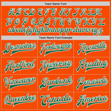 Charger l'image dans la galerie, Custom Orange Kelly Green-White Bomber Full-Snap Varsity Letterman Jacket