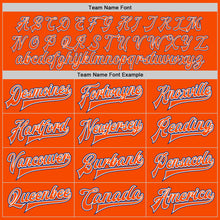 Laden Sie das Bild in den Galerie-Viewer, Custom Orange White-Royal Bomber Full-Snap Varsity Letterman Jacket