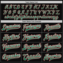 Charger l'image dans la galerie, Custom Black Red Pinstripe Kelly Green-White Bomber Full-Snap Varsity Letterman Jacket