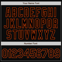 Laden Sie das Bild in den Galerie-Viewer, Custom Black Orange Pinstripe Orange Bomber Full-Snap Varsity Letterman Jacket
