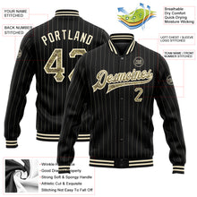 Charger l'image dans la galerie, Custom Black Cream Pinstripe Camo Bomber Full-Snap Varsity Letterman Jacket