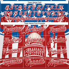 Laden Sie das Bild in den Galerie-Viewer, Custom Red US Navy Blue-Royal American Flag Fashion United States Congress Building 3D Pattern Design Bomber Full-Snap Varsity Letterman Jacket
