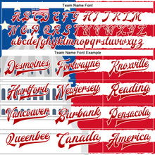 Laden Sie das Bild in den Galerie-Viewer, Custom White US Navy Blue Red-Royal American Flag Fashion United States Congress Building 3D Pattern Design Bomber Full-Snap Varsity Letterman Jacket